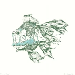 OH MAMIE! - Sérigraphie originale Réhaussée "Fish Fish" 50x50cm