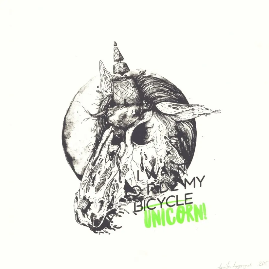 OH MAMIE! - Sérigraphie originale "Unicorn" 50x50cm