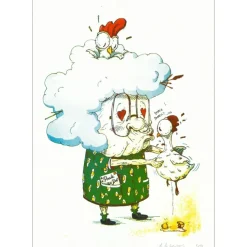 OH MAMIE! - Sérigraphie originale "Maxi Chicken" 50x35cm