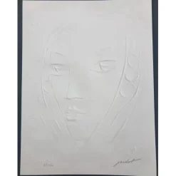 OUDOT Roland - Empreinte originale "Portrait de Femme " 40x30cm - 1988
