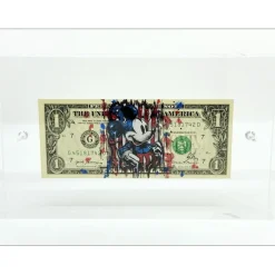 PAZBLANDINA - Dessin original sur Dollar $ "Mickey USA" 6,6x15,6cm - 2025