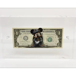 PAZBLANDINA - Dessin original sur Dollar $ "Mickey Adidas" 6,6x15,6cm - 2025