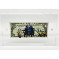 PAZBLANDINA - Dessin original sur Dollar $ "Les Minions et la bombe" 6,6x15,6cm - 2023