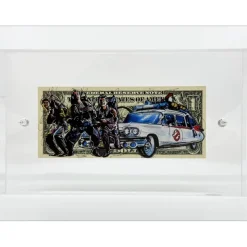 PAZBLANDINA - Dessin original Recto/Verso sur Dollar $ "Ghostbusters" 6,6x15,6cm - 2024