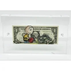PAZBLANDINA - Dessin original sur Dollar $ "Charlie Brown" 6,6x15,6cm - 2023