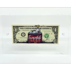 PAZBLANDINA - Dessin original sur Dollar $ "Snoopy Campbell's" 6,6x15,6cm - 2025