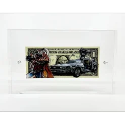PAZBLANDINA - Dessin original sur Dollar $ "DeLorean - Retour vers le futur" 6,6x15,6cm - 2024