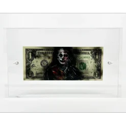PAZBLANDINA - Dessin original sur Dollar $ "Joker" 6,6x15,6cm - 2024