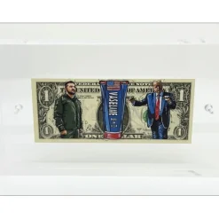 PAZBLANDINA - Dessin original sur Dollar $ "Vaseline Diplomacy" 6,6x15,6cm - 2025