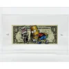 PAZBLANDINA - Dessin original sur Dollar $ "Bart Simpson Banksy" 6,6x15,6cm - 2024