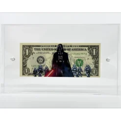 PAZBLANDINA - Dessin original Recto/Verso sur Dollar $ "Dark Vador" 6,6x15,6cm - 2024