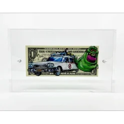 PAZBLANDINA - Dessin original sur Dollar $ "Ghostbuster" 6,6x15,6cm - 2024