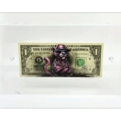 PAZBLANDINA - Dessin original sur Dollar $ "Panthère rose" 6,6x15,6cm - 2025