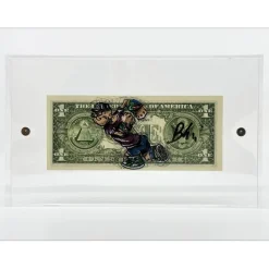 PAZBLANDINA - Dessin original Recto/Verso sur Dollar $ "Popeye" 6,6x15,6cm - 2024