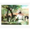 PELTRIAUX Bernard - Lithographie originale "Élégante dans le parc" 54x75cm