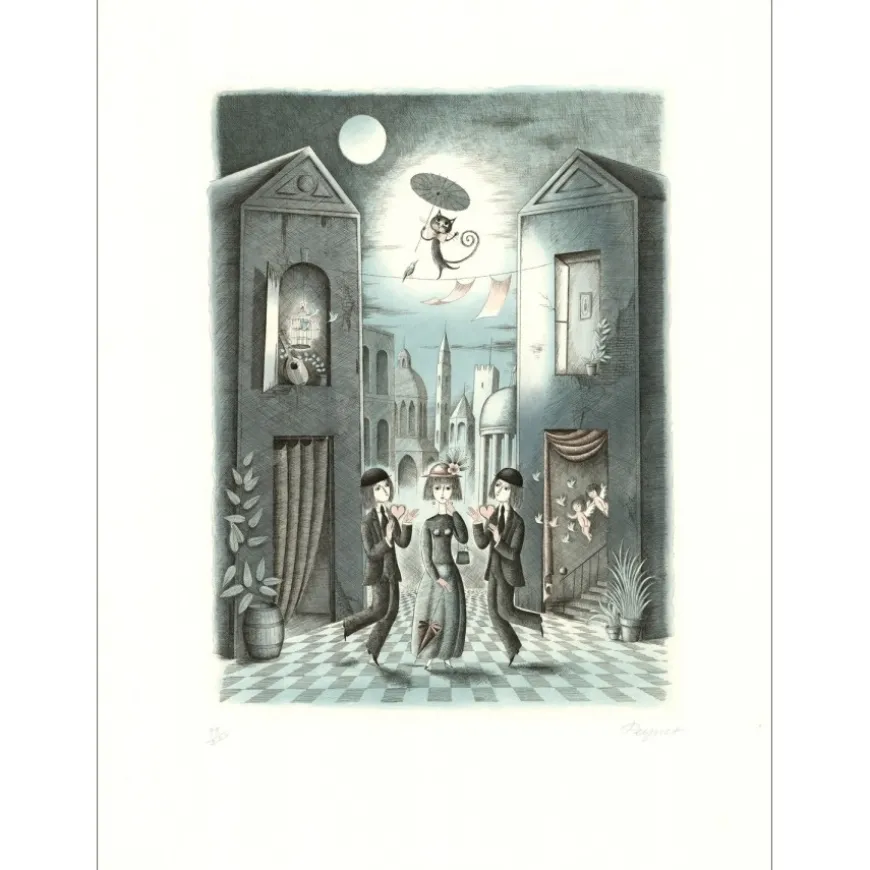 PEYNET Raymond - Gravure originale "Les signes du Zodiaque, Gémeau" 76x55cm - 1985