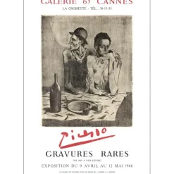 PICASSO Pablo - Affiche originale "Gravures rares, Galerie 65 Cannes" 76x53cm - 1966