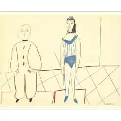 PICASSO Pablo - Lithographie en couleur "La Comédie Humaine 30.1.54. I" 26x35cm