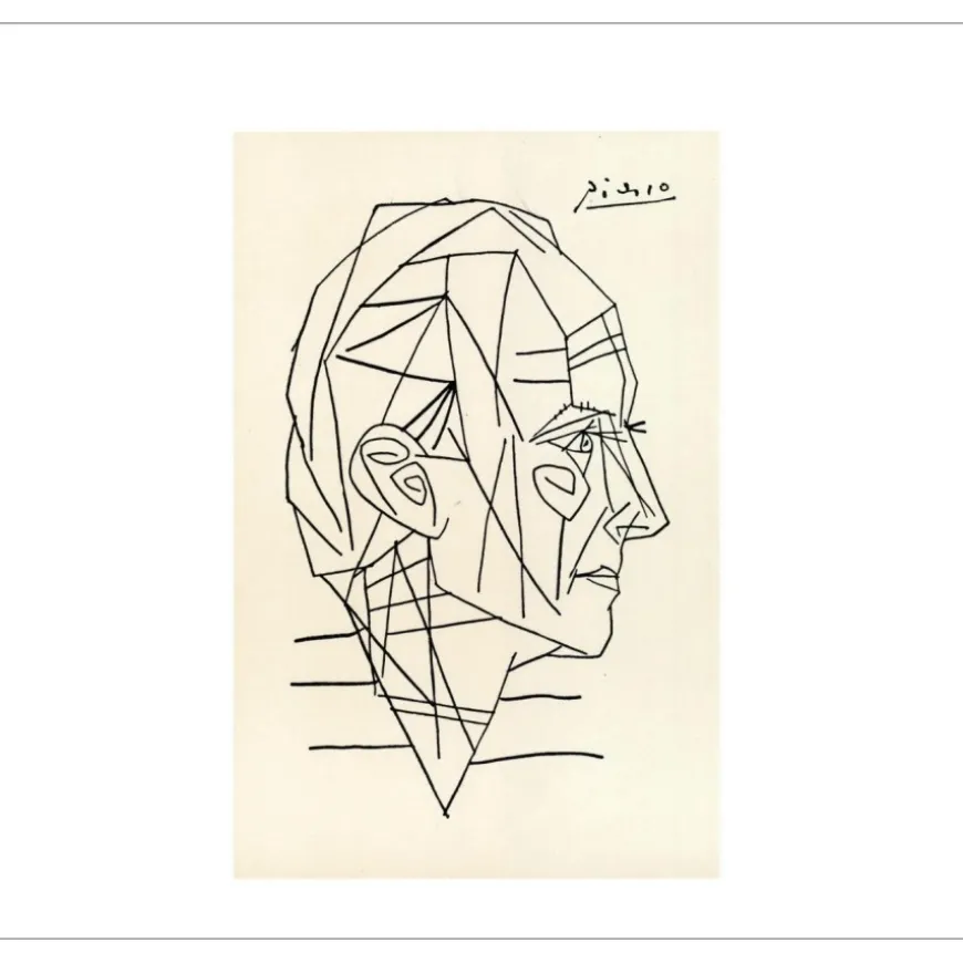 PICASSO Pablo - Lithographie "Portrait de Paul Eluard" 24x15cm - 1956