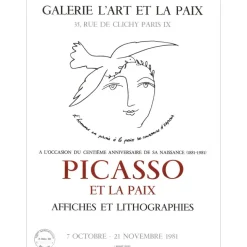PICASSO Pablo - Lithographie "Picasso et la Paix" 65x48cm - 1981 - Edition numérotée !