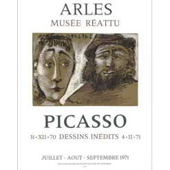 PICASSO Pablo - Lithographie "Exposition dessins inédits, Paris" 66x50cm - 1971