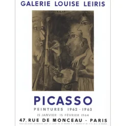 PICASSO Pablo - Lithographie "Exposition Galerie Louise Leiris 1962/1963, Paris" 64x46cm - 1962