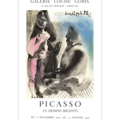 PICASSO Pablo - Lithographie "Exposition 172 dessins récents, Paris" 71x48cm - 1973