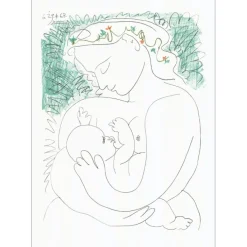 PICASSO Pablo - Lithographie "Maternité, Femme et enfant" 90x64cm