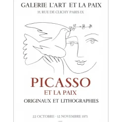 PICASSO Pablo - Lithographie "Exposition Galerie Art et Paix, Paris" 65x48cm - 1971