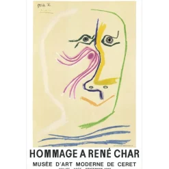 PICASSO Pablo - Lithographie "Exposition Hommage à René Char, Ceret" 78x52cm - 1969