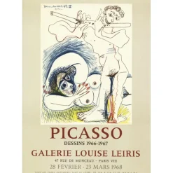 PICASSO Pablo - Lithographie "Exposition Galerie Louise Leiris, Paris" 71x50cm - 1968