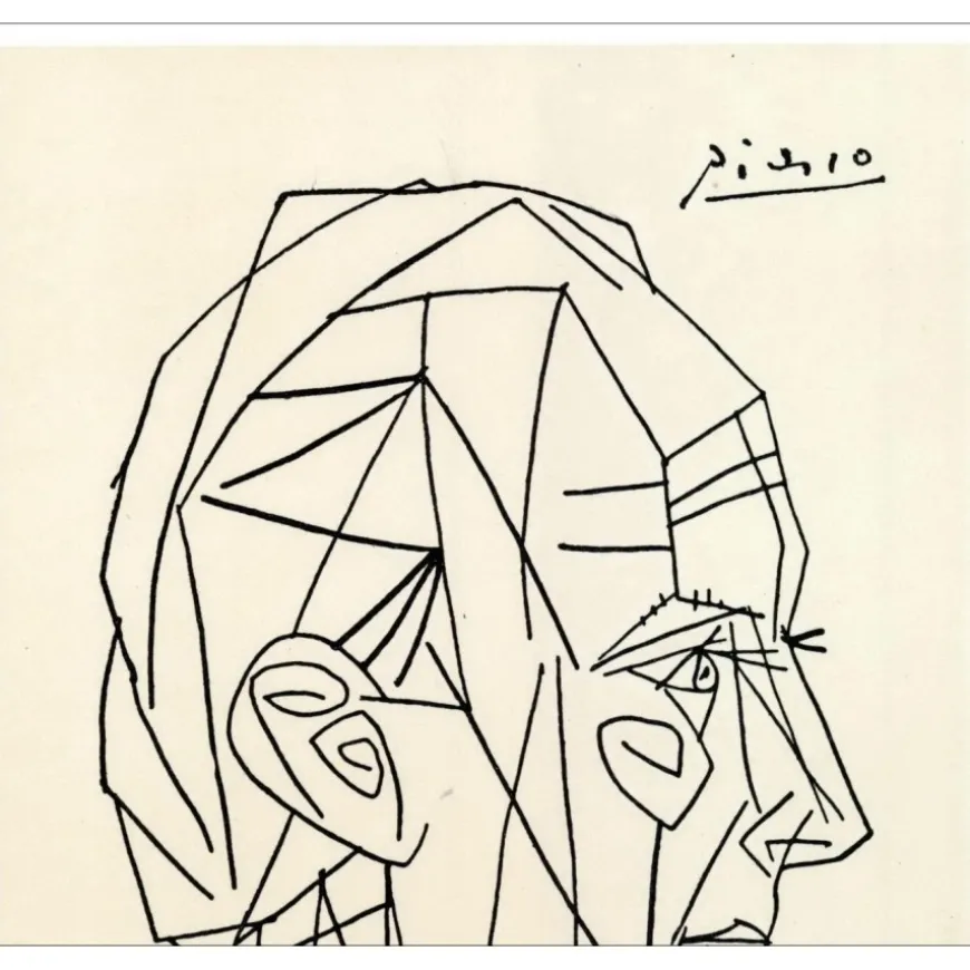 PICASSO Pablo - Lithographie "Portrait de Paul Eluard" 24x15cm - 1956