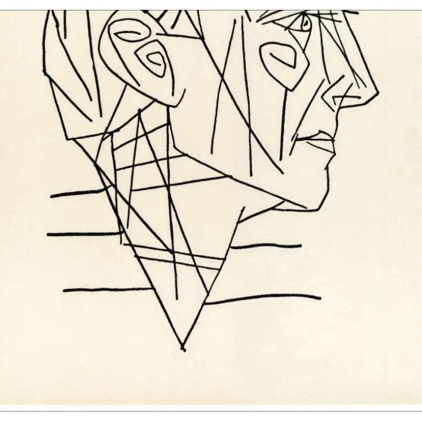PICASSO Pablo - Lithographie "Portrait de Paul Eluard" 24x15cm - 1956