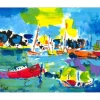 PICOT Jean-Claude - Dessin original à la gouache "Les bateaux 1" 11x14cm