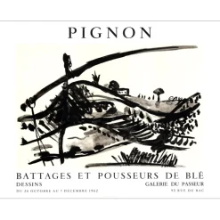 PIGNON Édouard - Lithographie "Exposition Galerie du passeur, Paris" 50x65cm - 1962