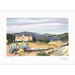 POIRIER Ray - Lithographie originale "Paysage de Provence 02" 38x56cm