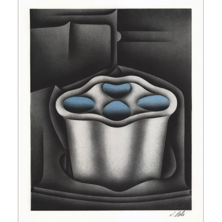 POLI Jacques - Lithographie originale "Composition 02" 40x32cm - 1978