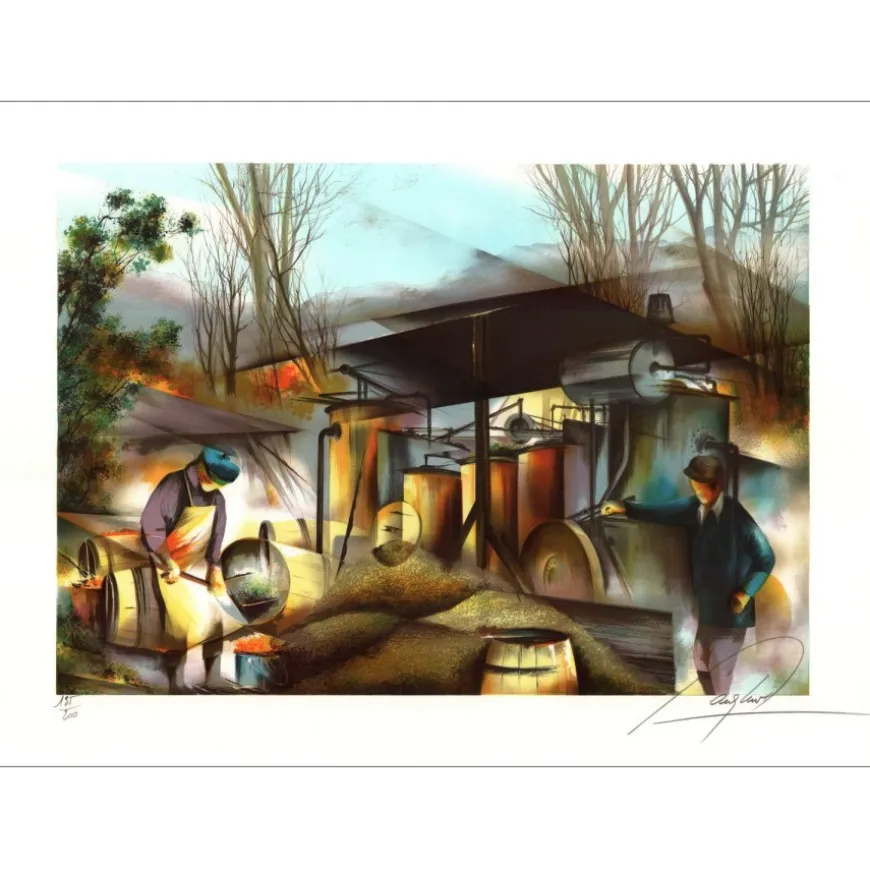 POULET Raymond - Lithographie originale "Le métallurgiste" 56x76cm