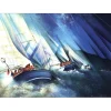 POULET Raymond - Lithographie originale "Les voiles d'Antigua" 37x52cm