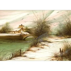 POULET Raymond - Lithographie originale "Paysage Enneigé" 37x55cm