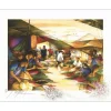 POULET Raymond - Lithographie originale "Le marché Asiatique" 48x55cm