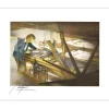 POULET Raymond - Lithographie originale "Le Lithographe dans l'atelier" 46x57cm
