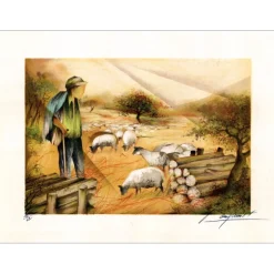 POULET Raymond - Lithographie originale "Les Quatre Saisons 10" 54x76cm - 1980