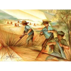 POULET Raymond - Lithographie originale "La moisson" 37x55cm
