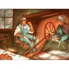 POULET Raymond - Lithographie originale "La fileuse" 37x55cm