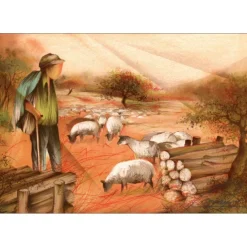 POULET Raymond - Lithographie originale "Le berger" 37x55cm