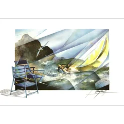 POULET Raymond - Lithographie originale "Mer cruelle" 37x52cm