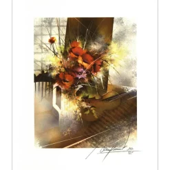 POULET Raymond - Lithographie originale "Bouquet au pichet blanc" 46x35cm