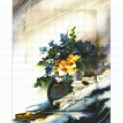 POULET Raymond - Lithographie originale "Bouquet au vent" 46x35cm