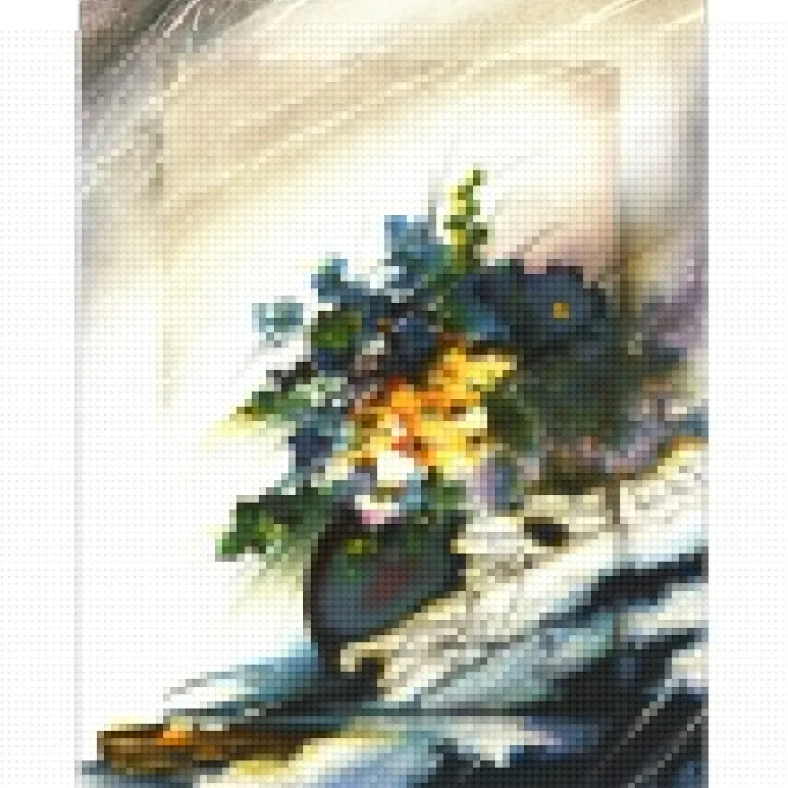POULET Raymond - Lithographie originale "Bouquet au vent" 46x35cm
